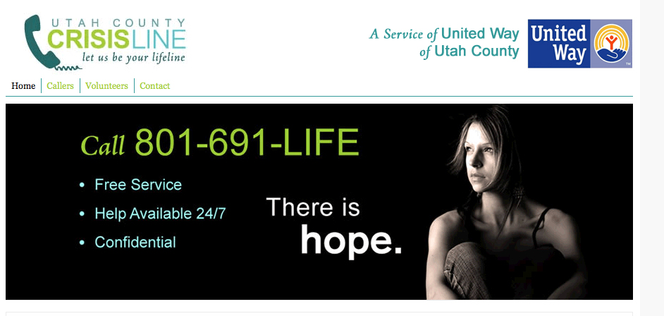 Utah County Crisis Line ~ Your listening line 801-691-LIFE